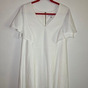 White Dress with Ruffle Sleeves